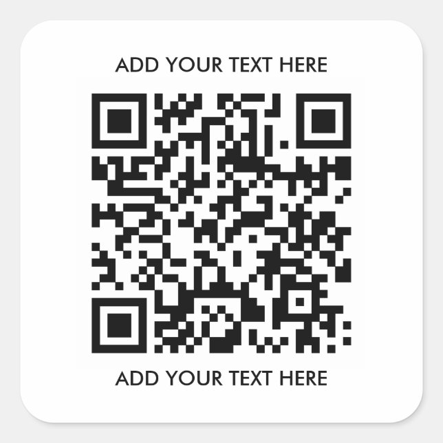 Pegatina Cuadrada Plantilla de código QR personalizado Añadir texto (Anverso)