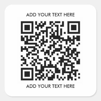 Pegatina Cuadrada Plantilla de código QR personalizado Añadir texto