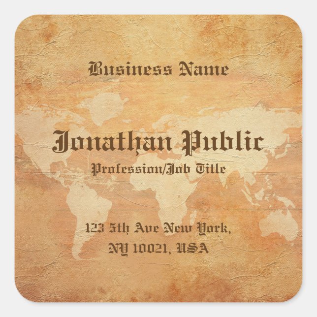 Pegatina Cuadrada Plantilla de cosecha clásica de papel usado antigu (Anverso)