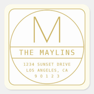 Pegatina Cuadrada Plantilla de diseño retro-moderno editable Gold & 