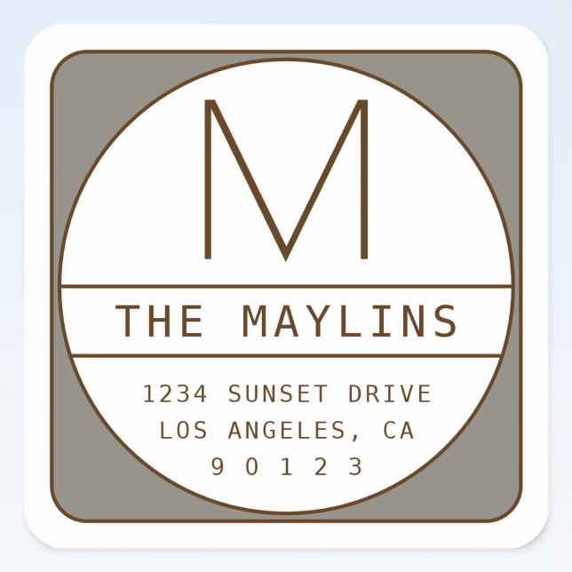 Pegatina Cuadrada Plantilla de diseño retro-moderno editable | Gris  (Subido por el creador)