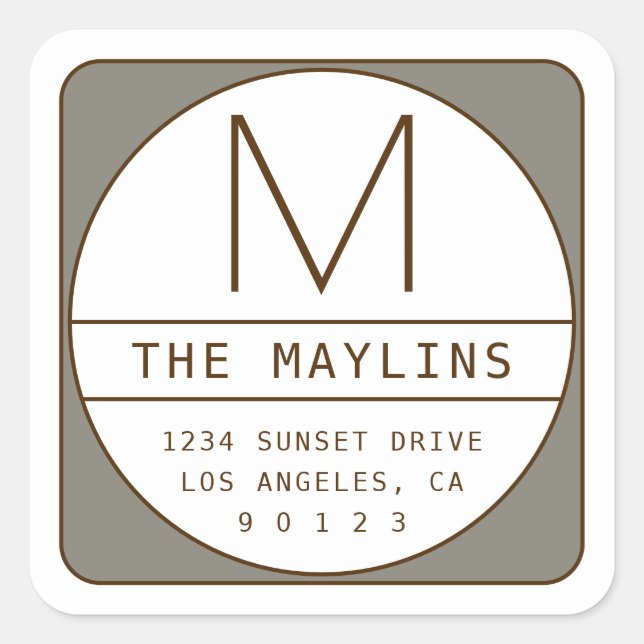 Pegatina Cuadrada Plantilla de diseño retro-moderno editable | Gris  (Anverso)