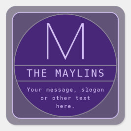 Pegatina Cuadrada Plantilla de diseño retro-moderno editable | Púrpu