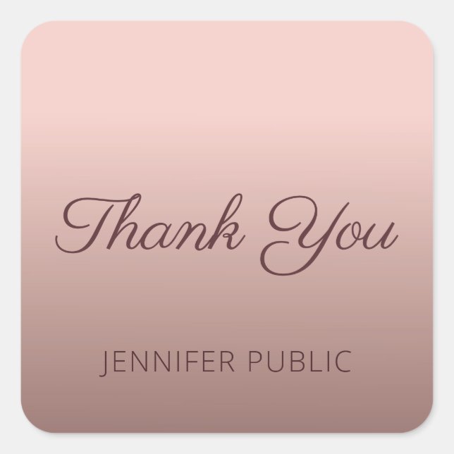 Pegatina Cuadrada Plantilla de guión mecanografiado agradecer color  (Anverso)