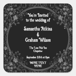Pegatina Cuadrada Plantilla de invitación de boda impresa