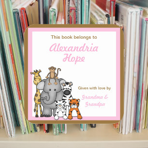 Pegatina Cuadrada PLANTILLA DE LIBROS Chicas rosados para libros de