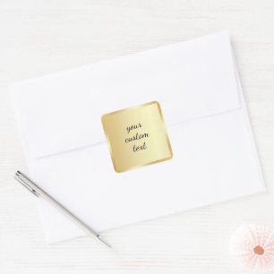 Pegatina Cuadrada Plantilla de oro para texto personalizado Caligraf