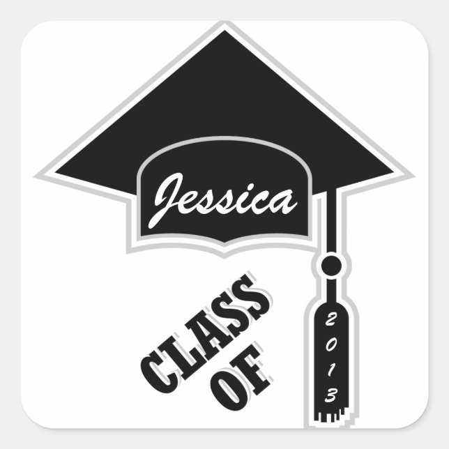 Pegatina Cuadrada Plantilla de título de graduación (Anverso)