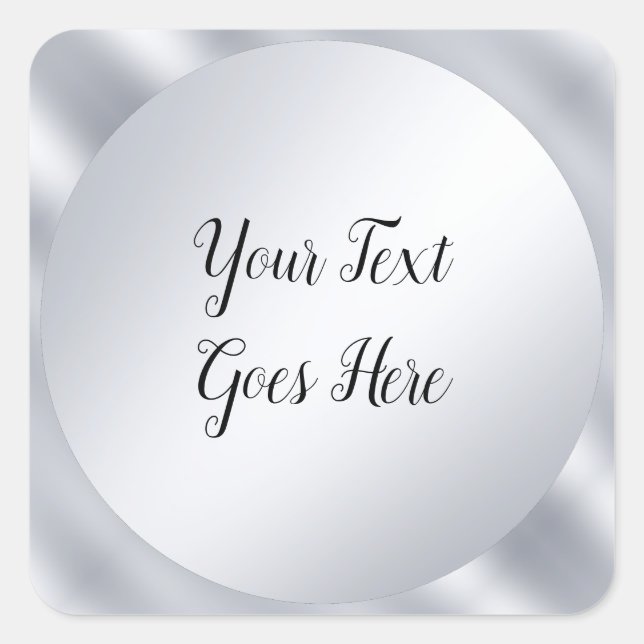 Pegatina Cuadrada Plantilla elegante con aspecto de plata escrita a  (Anverso)