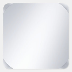 Pegatina Cuadrada Plantilla elegante en blanco con aspecto de plata 