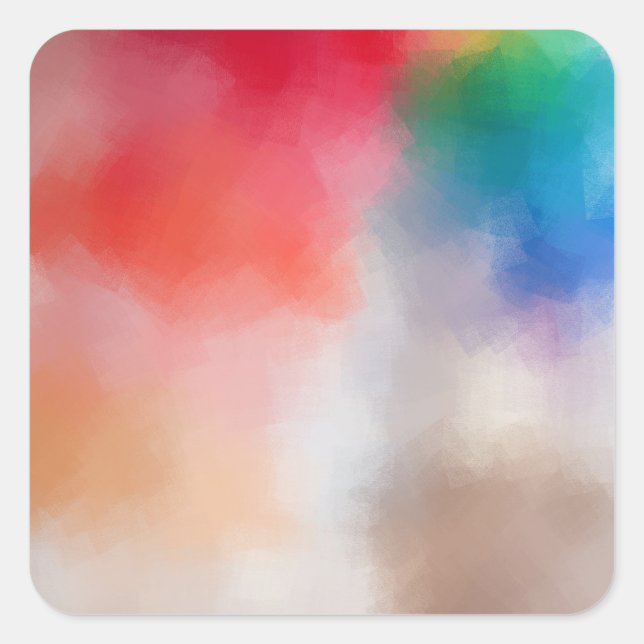 Pegatina Cuadrada Plantilla en blanco colorido Amarillo rojo rosado  (Anverso)