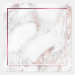 Pegatina Cuadrada Plantilla en blanco de mármol de oro rosa personal