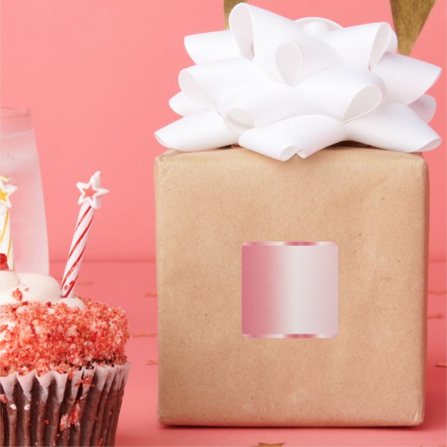 Pegatina Cuadrada Plantilla en blanco de oro rosa Agrega tu texto no (Fiesta)