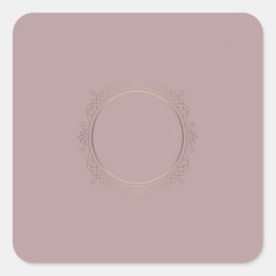 Pegatina Cuadrada Plantilla en blanco de oro rosa de moda con diseño