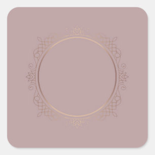 Pegatina Cuadrada Plantilla en blanco de oro rosa moderno Agrega tu 