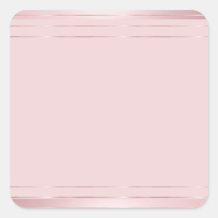 Pegatina Cuadrada Plantilla en Blanco de Oro Rosa Tendencia Elegante