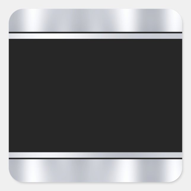 Pegatina Cuadrada Plantilla en blanco de Personalizado negro platead (Anverso)