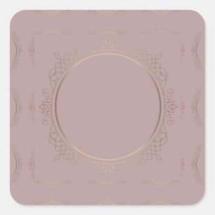 Pegatina Cuadrada Plantilla en blanco de rosa dorada elegante Agrega