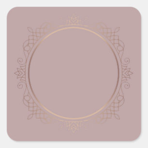Pegatina Cuadrada Plantilla en blanco estilo Rosa Gold de moda perso