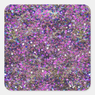 Pegatina Cuadrada Plantilla en blanco Glamurosa Brillo Rosa Azul Dor