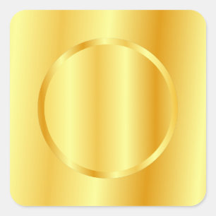 Pegatina Cuadrada Plantilla Glamorosa Gold Metallic Look Blank