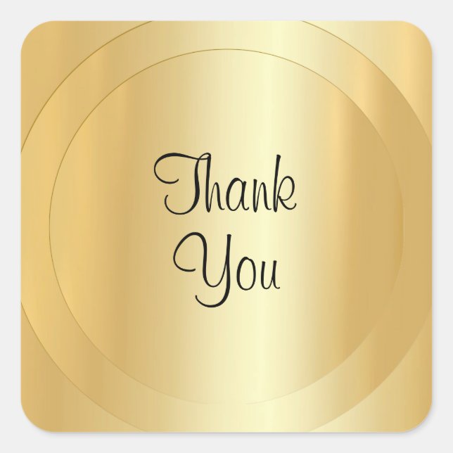 Pegatina Cuadrada Plantilla moderna de escritura a mano de Faux Gold (Anverso)