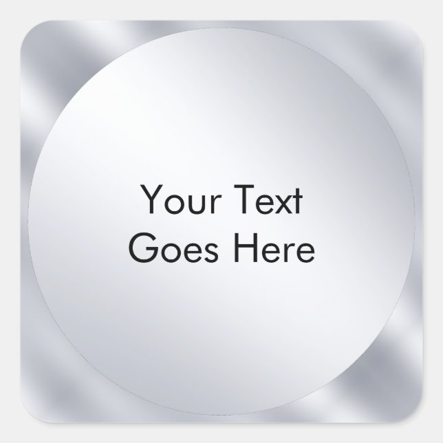 Pegatina Cuadrada Plantilla moderna de plata falsa Agrega tu texto E (Anverso)