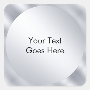 Pegatina Cuadrada Plantilla moderna de plata sintética Agrega tu tex