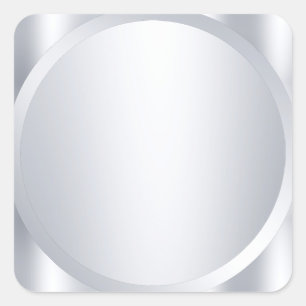 Pegatina Cuadrada Plantilla moderna en blanco con aspecto plateado m