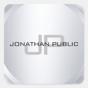 Pegatina Cuadrada Plantilla monogramada moderna elegante