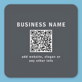 Pegatina Cuadrada Plantilla simple para su código QR | Gris oscuro