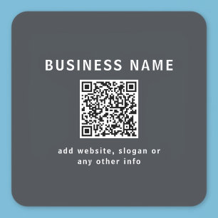 Pegatina Cuadrada Plantilla simple para tu código QR Gris oscuro