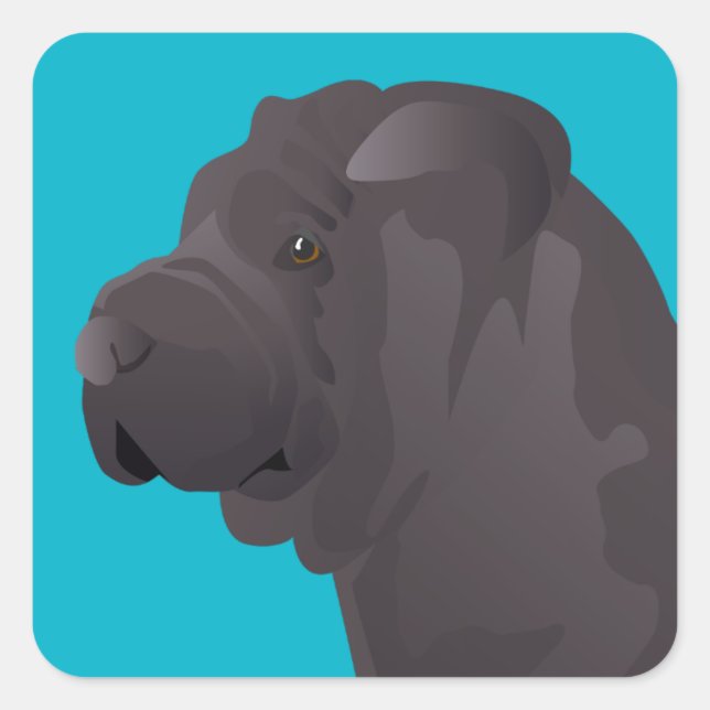 Pegatina Cuadrada Plantillas de diseño básico de Shar Pei (Anverso)