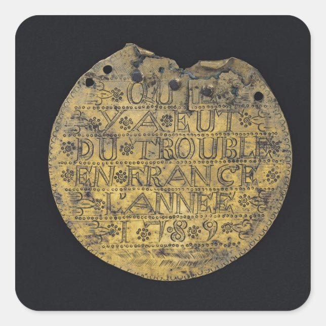 Pegatina Cuadrada Plaque con la frase (Anverso)