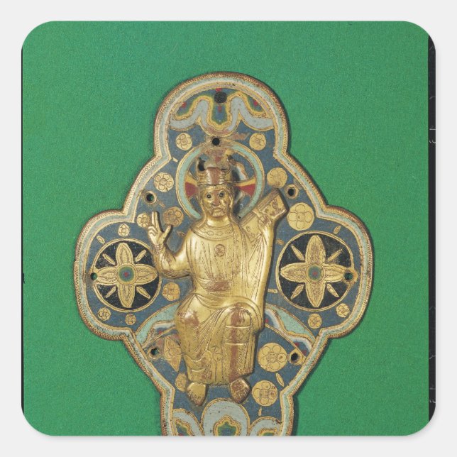 Pegatina Cuadrada Plaque que representa la bendición de Dios (Anverso)