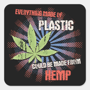 Pegatina Cuadrada Plástico Hemp