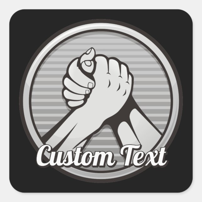 Pegatina Cuadrada Plata de lucha de brazos (Anverso)