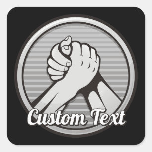 Pegatina Cuadrada Plata de lucha de brazos