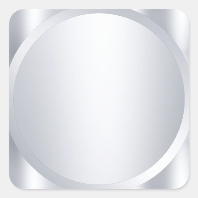 Pegatina Cuadrada Plata metálica Aspecto Blank Plantilla moderna de  (Anverso)