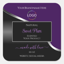 Plata ondulada morada negra con logotipo