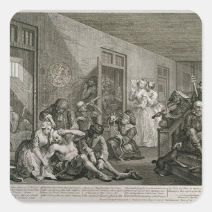 Pegatina Cuadrada Plate VIII del progreso de A Rake, 1735