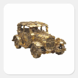Pegatina Cuadrada Plateado animado GOLDEN CAR Estilo de vinilo