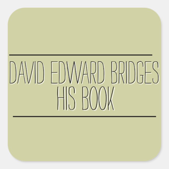 Pegatina Cuadrada Plato de biblioteca (Anverso)