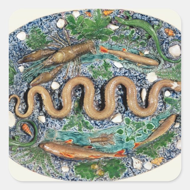 Pegatina Cuadrada Plato oval grande moldeado en alivio (Anverso)