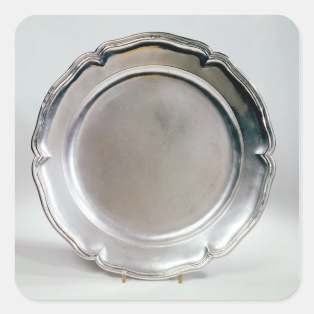 Pegatina Cuadrada Plato poco profundo, español, 1736 (Anverso)