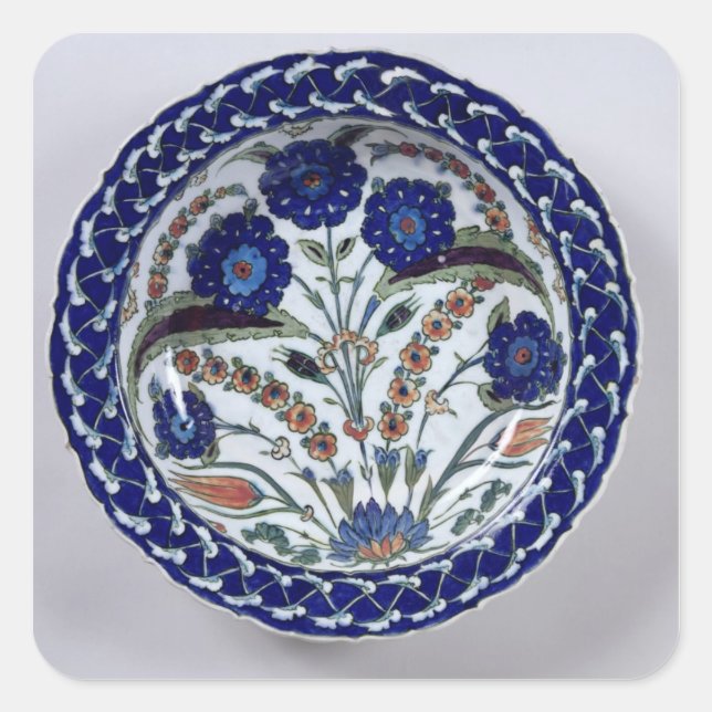 Pegatina Cuadrada Platos con una decoración floral, Iznik (Anverso)