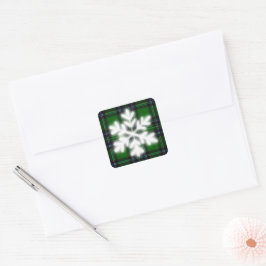 Pegatina Cuadrada Platos verdes y negros con detalles de copos de ni