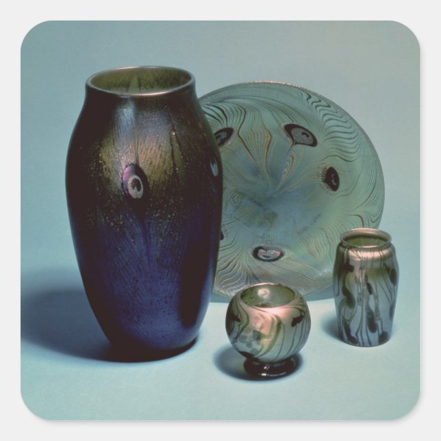 Pegatina Cuadrada Platos y jarrones de la especie Tiffany (Anverso)