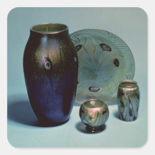 Pegatina Cuadrada Platos y jarrones de la especie Tiffany