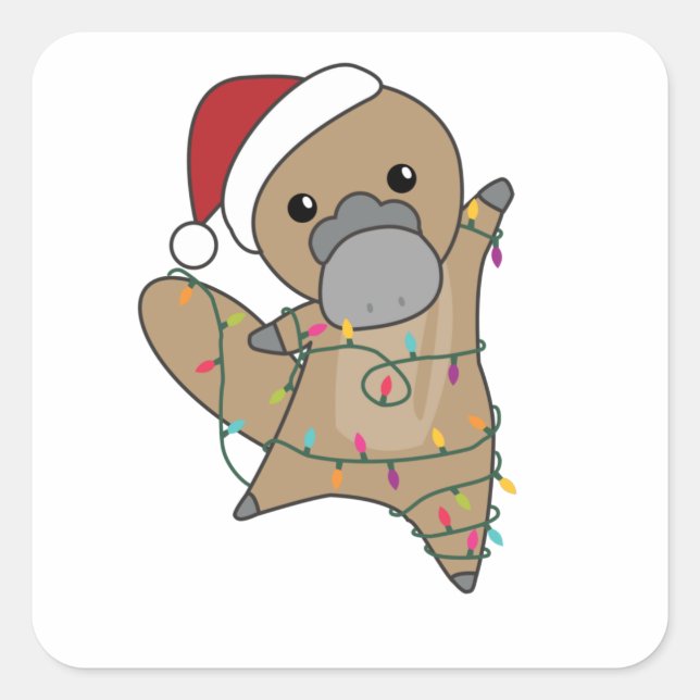 Pegatina Cuadrada platypus Christmas Tabes Sweet Animals (Anverso)